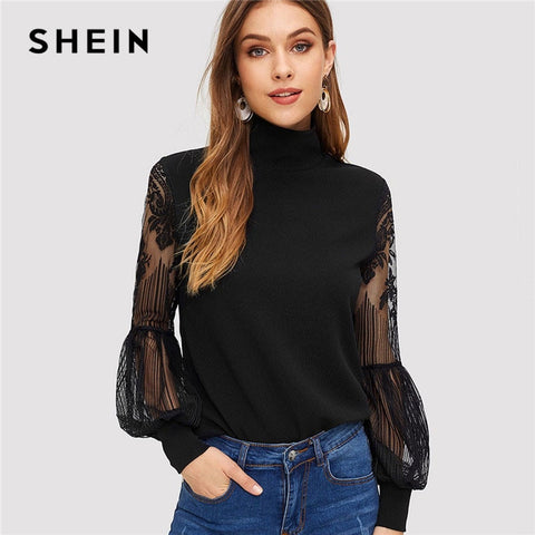 TWOTWINSTYLE Elegant Perspective Womens Tops And Blouses Lantern Sleeve Lace Up Plus Size Shirts Female 2019 Autumn Fashion New