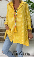 2019 Fashion Women Ladies V-Neck Casual Blouse Long Sleeve Polka Dot Shirt Tops Shirts New Japanese Style Tops Cardigan Vintage