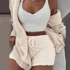 Misswim Sexy Knit Two piece set Autumn short jumpsuit & romper Women Skinny warm playsuit Winter female solid bodysuit overalls