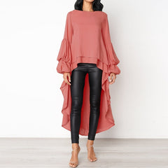 Lantern Sleeve Layered Shirts Women Asymmetrical Blouse 2019 ZANZEA Fashion Tops Female Casual Blusas Femininas Plus Size Shirts