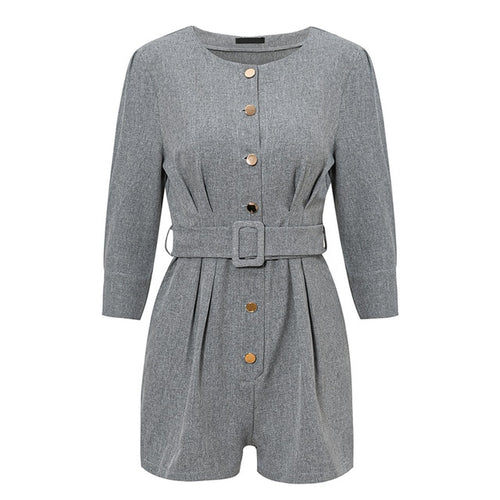 BeAvant Office ladies blazer jumpsuits rompers women Button sash female short plasuit Elegant retro autumn winter work overalls