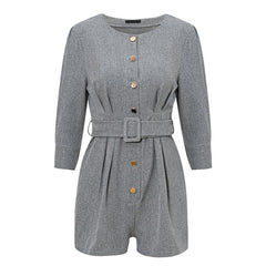 BeAvant Office ladies blazer jumpsuits rompers women Button sash female short plasuit Elegant retro autumn winter work overalls