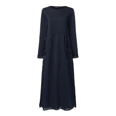 Fashion Women's Autumn Sundress ZANZEA 2019 Lace Patchwork Sweatshirts Dress Female Hoodies Plus Size Maxi Vestidos Pullover 5XL