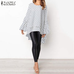 Lantern Sleeve Layered Shirts Women Asymmetrical Blouse 2019 ZANZEA Fashion Tops Female Casual Blusas Femininas Plus Size Shirts