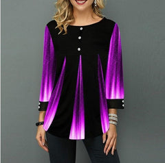 Shirt Women Spring Summer Printing Blouse 3/4 Sleeve Casual Hem Irregularity Female fashion shirt Tops Plus Size