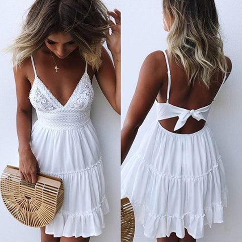 Women Fashion O-neck Solid Bow Elegant Straight Dress Spring Loose Mini Dresses 3/4 Sleeve Bow comfortable Plus Size