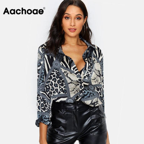 TWOTWINSTYLE Elegant Perspective Womens Tops And Blouses Lantern Sleeve Lace Up Plus Size Shirts Female 2019 Autumn Fashion New