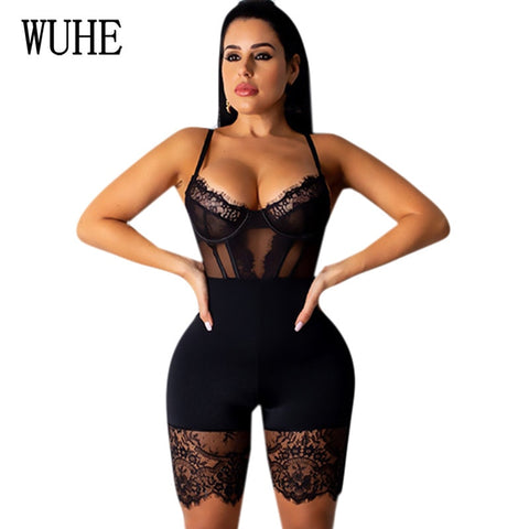 Wholesale Retail Summer Women V-Neck Rompers Sexy Club Solid  Elegant Bodycon Jumpsuit Playsuit Romper