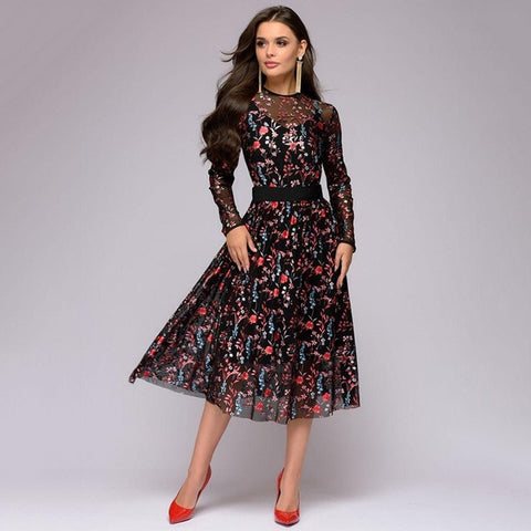 Women Fashion O-neck Solid Bow Elegant Straight Dress Spring Loose Mini Dresses 3/4 Sleeve Bow comfortable Plus Size