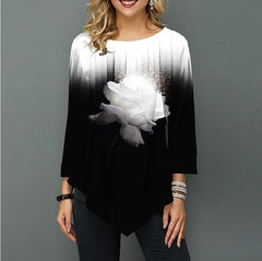 Shirt Women Spring Summer  Blouse 3/4 Sleeve Casual Printing  Female fashion shirt Tops Plus Size 5XL StreetShirt