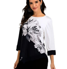 Shirt Women Spring Summer  Blouse 3/4 Sleeve Casual Printing  Female fashion shirt Tops Plus Size 5XL StreetShirt