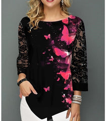 Shirt Women Spring Summer  Blouse 3/4 Sleeve Casual Printing  Female fashion shirt Tops Plus Size 5XL StreetShirt