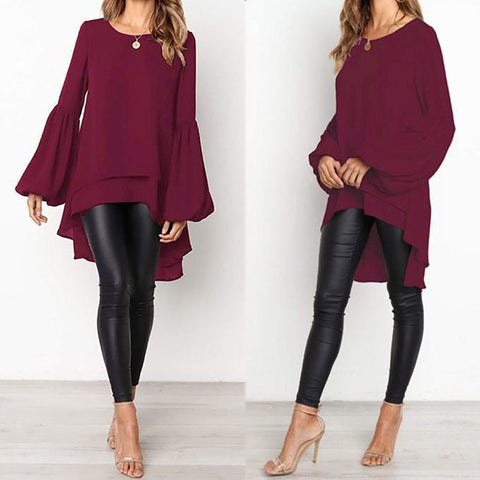 TWOTWINSTYLE Elegant Perspective Womens Tops And Blouses Lantern Sleeve Lace Up Plus Size Shirts Female 2019 Autumn Fashion New
