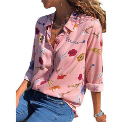 2019 New Fashion Print Women Blouses Long Sleeve Turn-down Collar Chiffon Blouse Shirt Casual Tops Plus Size Elegant Work Shirt