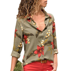 2019 New Fashion Print Women Blouses Long Sleeve Turn-down Collar Chiffon Blouse Shirt Casual Tops Plus Size Elegant Work Shirt