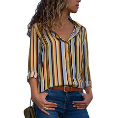 2019 New Fashion Print Women Blouses Long Sleeve Turn-down Collar Chiffon Blouse Shirt Casual Tops Plus Size Elegant Work Shirt