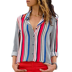 2019 New Fashion Print Women Blouses Long Sleeve Turn-down Collar Chiffon Blouse Shirt Casual Tops Plus Size Elegant Work Shirt