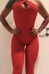 Hot Sale White New Texture  Push Up Fitness Rompers Womens Jumpsuit Backless Halter Across Playsuit Sexy Bodysuit