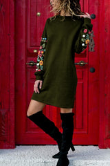 Printed Sleeves Women Dresses Casual Round Neck Loose Ladies Dress 2018 Winter New Fashion Female Clothing Hot Sale Vestidos