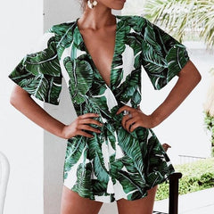 Wuhaobo Sexy Slash Neck Bohemian Playsuit Floral Printed Catsuit Off Shoulder Female Jumpsuit 2017 Summer Bodysuits For Women
