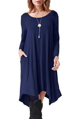 Autumn Winter Cotton Dress Women Long Sleeve Irregular Loose Dress Casual Black Dress Plus Size mini Dress Fashion Clothing 3XL